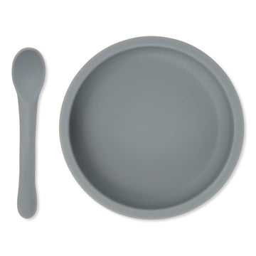 Kom & lepel siliconen set - Quarry blue - Konges Slojd
